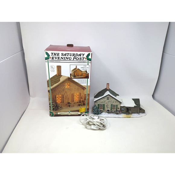 1998 Saturday Evening Post Christmas Village Lighted Country Cottage With Box - Picture 1 of 10